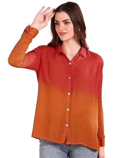 Maaesa Tie-Dye Crepe Loose Fit Shirt Clothing Shirts