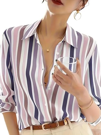 SheWill Women’s Orange Landscape Print Crepe Shirt – Stylish Western Long Shirt with Spread Collar| Shirt for Women Stylish Western | Long Shirt for Women Clothing Shirts