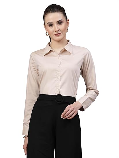Style Quotient Women Solid Chambrey Regular Formal Shirt Clothing Shirts