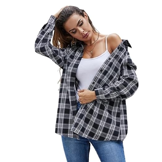 Women Loose Checkshirt Clothing Shirts