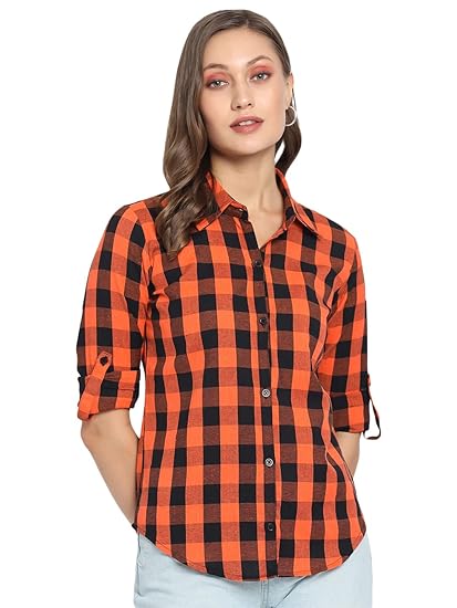 Vastraa Fusion Women's Cotton Checkered Shirt Clothing Shirts