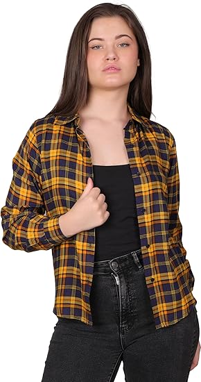 Plaid Button-Down Shirt, Long Sleeve, Multicolor Check Pattern, Casual Wear Clothing Shirts