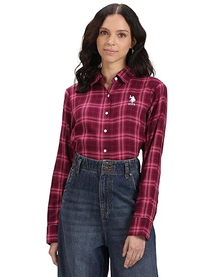 U.S. Polo Assn. Women's Checkered Regular Fit Shirt Clothing Shirts