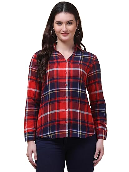 Hive91 Women’s Check Shirt | Collared Neck, Full Sleeves, Casual Checked Button-Down Shirt Clothing Shirts
