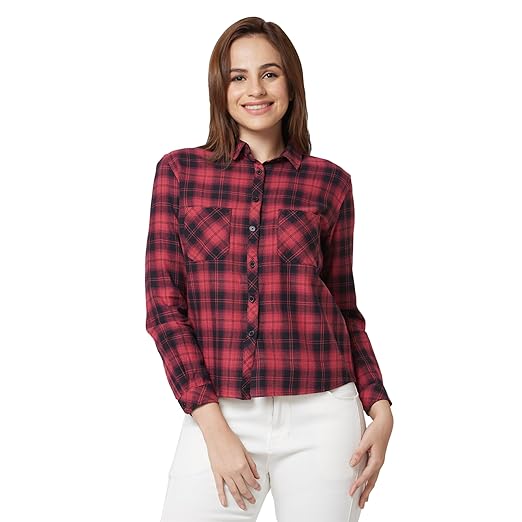 Spykar Women's Regular Fit Indigo Navy Shirts
