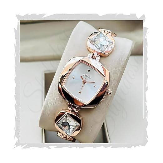 styledose Luxury Dial in Square case with Ston Studded brecelet Strap Quartz Analogue Wrist Watches for Women's & Girls&Miss&Ladies Accessories Watches