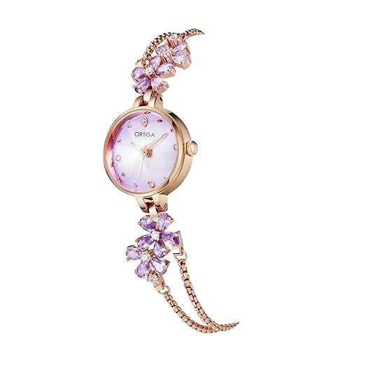 ORSGA Fleur Bracelet Watch for Women Dial Flower Chain Watches Analog Ladies Latest Stylish Diamond Wrist Gift Anniversary Birthday Accessories Watches