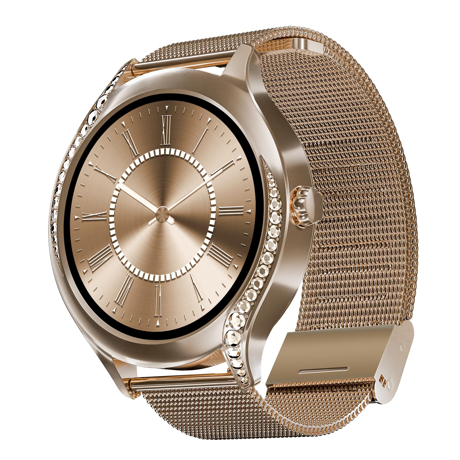 Click to see full view boAt Enigma Gem Women's Luxury Smart Watch w/ 1.19” (3.02cm) AMOLED Display, Emergency SOS Live Location Sharing, Watch Face Studio, QR Tray, BT Calling, 700+ Active Mode, HR & SpO2 (Rose Gold) Accessories Watches