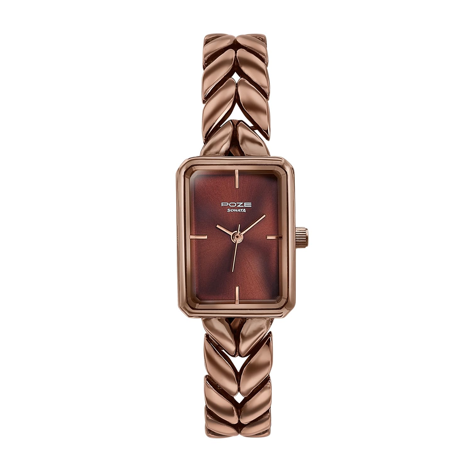 Sonata Poze 7 Analog Brown Dial IP Brown Alloy Strap-Solid Link Strap Watch for Women - SP80142KM01W Accessories Watches