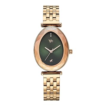 Fastrack Vyb 6.0 Prodigy Quartz Green Teardrop Shaped Dial Women's Watch | Stainless Steel Strap Material | Watches for Women Analog | Girl's Analog Watches - FV60097WM02 Accessories Watches