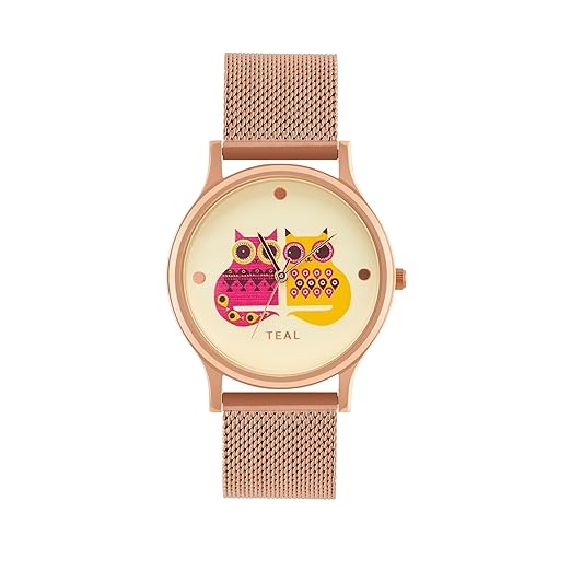 TEAL BY CHUMBAK Round Dial Analog Watch for Women|Chevron Collection| Stainless Steel Strap|Gifts for Women/Girls/Ladies |Stylish Fashion Watch for Casual/Work