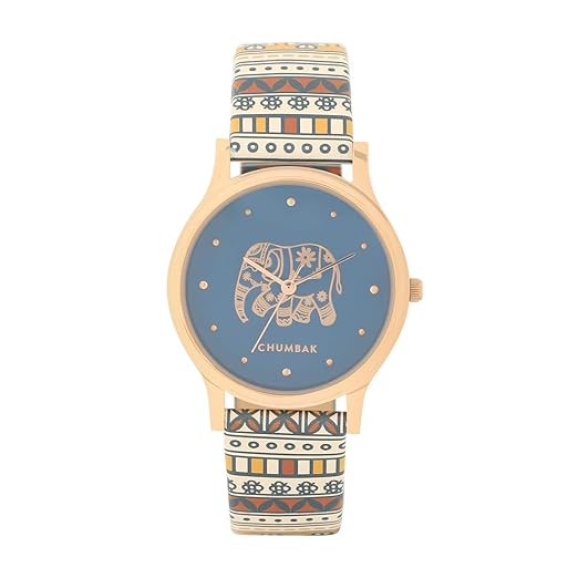 TEAL BY CHUMBAK Round Dial Analog Watch for Women,Aztec Collection, Printed Vegan Leather Strap,Gifts for Women/Girls/Ladies,Stylish Fashion Watch for Casual/Work - Multi Accessories Watches
