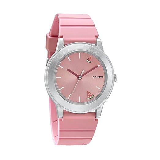 Sonata Play Quartz Analog Pink Dial Pink Plastic Strap Watch for Women - NT8992PP10W Accessories Watches