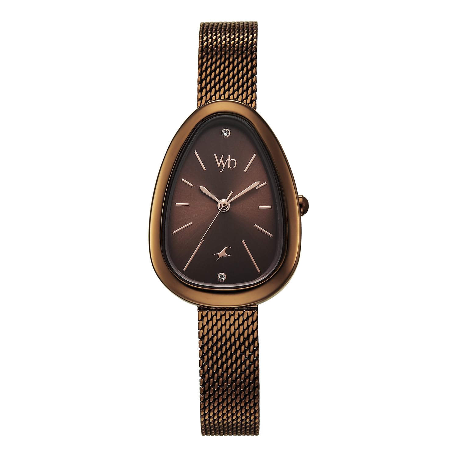 Fastrack Vyb Prodigy Quartz Analog Coffee Brown Dial Coffee Brown Stainless Steel Strap Watch for Women - FV60073QM01W