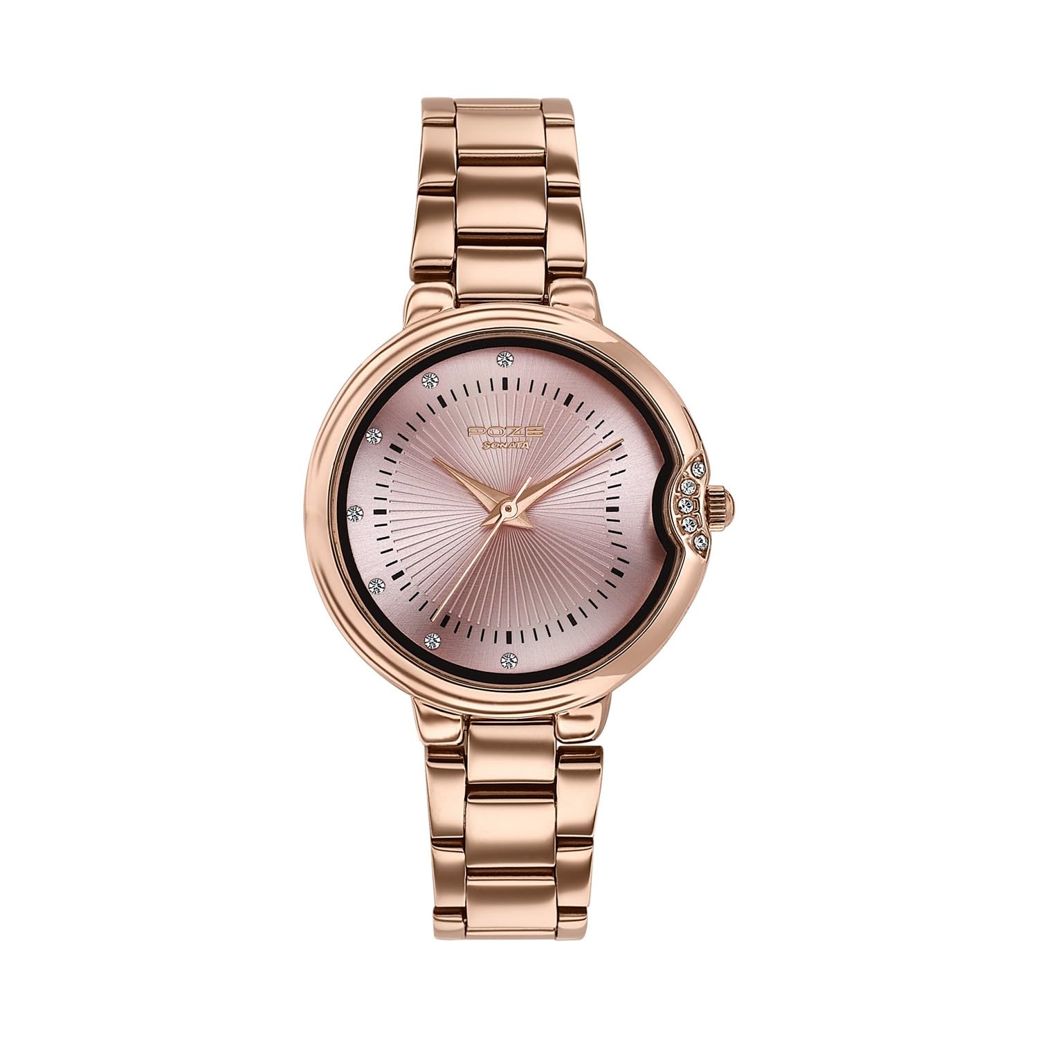 Sonata Poze 7 Analog Pink Dial Rose Gold Sheet Metal Strap Watch for Women - SP80153WM01W Accessories Watches