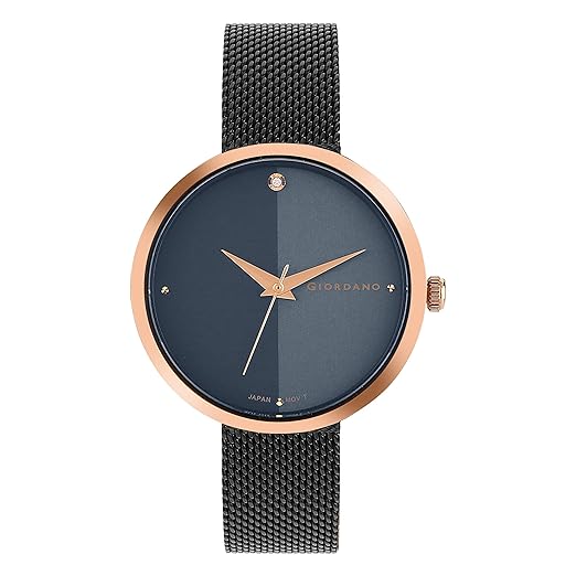 Giordano Eleganza Collection Analog Wrist Watch for Women with Color Variant, Stylish Wired Metal Mesh Band| Ladies | Girls to Compliment Your Look | Ideal Gift for Female - GD-4062 Accessories Watches