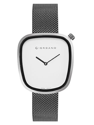 Giordano Analog Wrist Watch for Women with Stylish Metal Strap, Square dial and 3 Hand Mechanism Accessories Watches