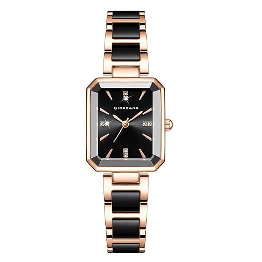 Giordano Classic Rectangular Dial Watch for Women with Crystal Markers and Dual Tone Stainless Steel Strap Accessories Watches