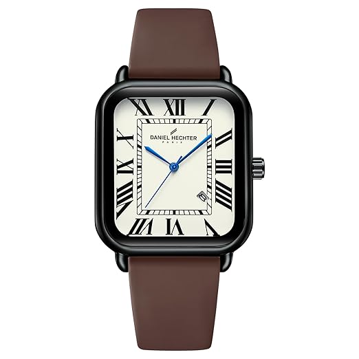 Daniel Hechter Plaisance Collection Square Watch for Women - White dial, Roman Numerals with Minimalist Design