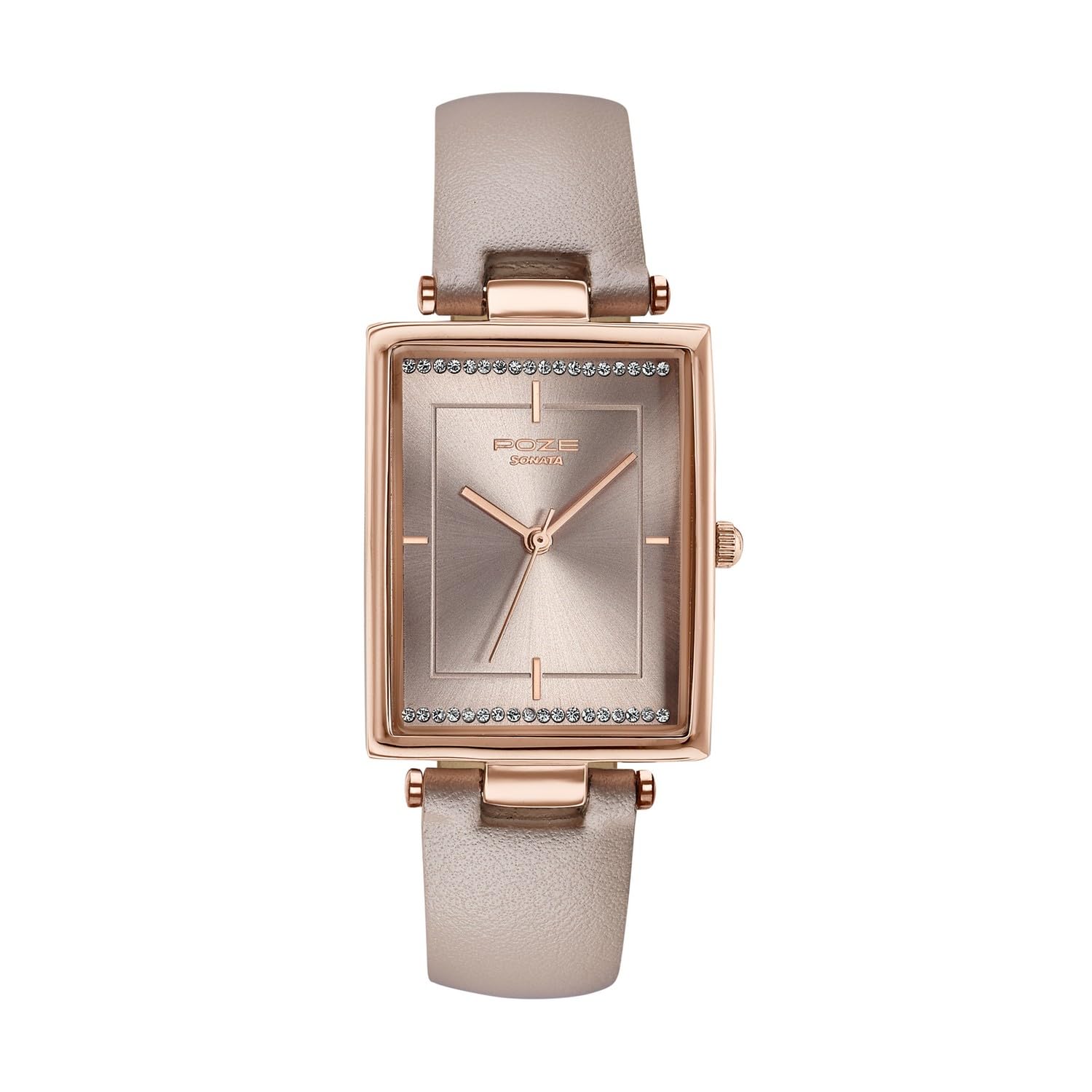Sonata Poze 7 Analog Beige Dial Beige Leather Strap Watch for Women - SP80152WL02W Accessories Watches