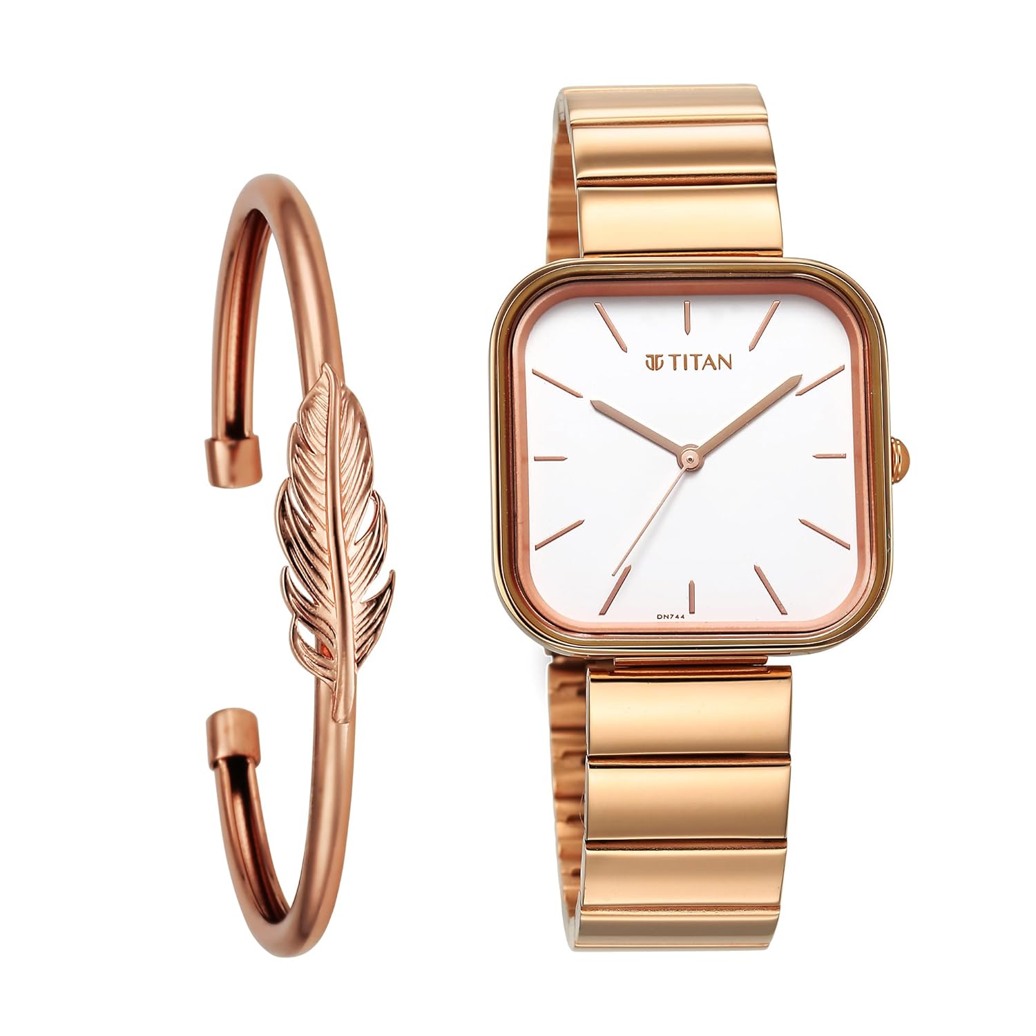 Titan Purple Stackables Quartz Analog White Dial Rose Gold Stainless Steel Strap Watch for Women - NT2715WM01F Accessories Watches
